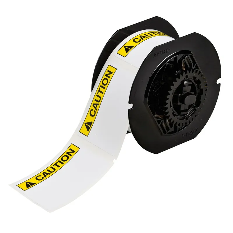 Brady All Weather Permanent Adhesive Gloss Vinyl Labels with ANSI "CAUTION" Header for B30 Printers & B30-R10000 Ribbons