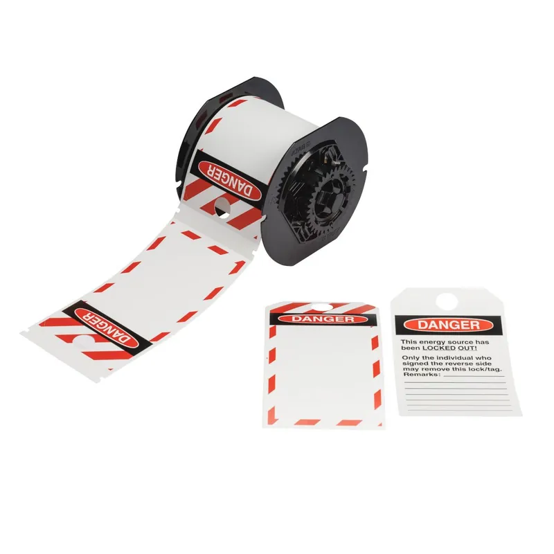 Brady Printable Striped Polyester Lockout Tags with OSHA DANGER "Signed Reverse Side" for B30 Printers & B30-R10000 Ribbons, 5.75" x 3.25" (Cartridge of 100)