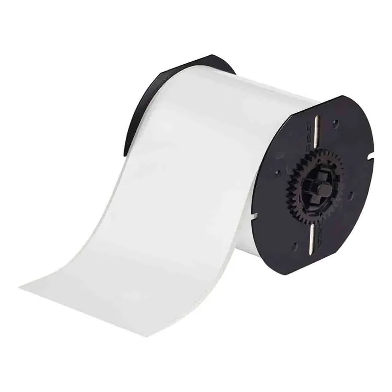 Brady Flexible Curved Surface Gloss Polyester Labels for B30 Printers & B30-R6000 Ribbons, White, 4" x 150‘