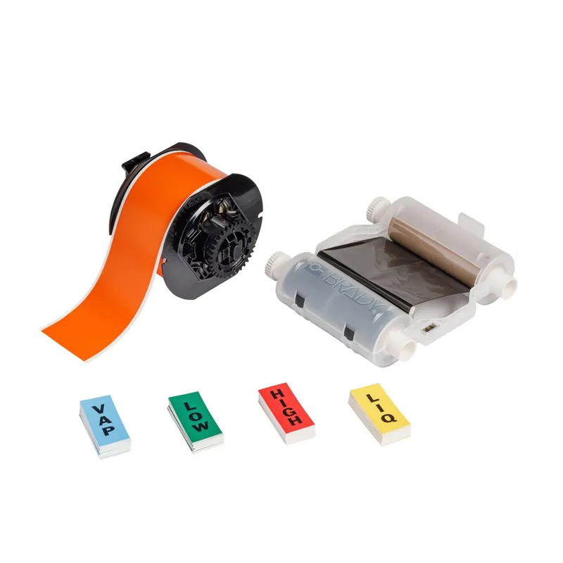 Brady All Weather Permanent Adhesive Low Halide Polyester Ammonia (IIAR) Pipe Marker Label Kit for B30 Printers, 100‘