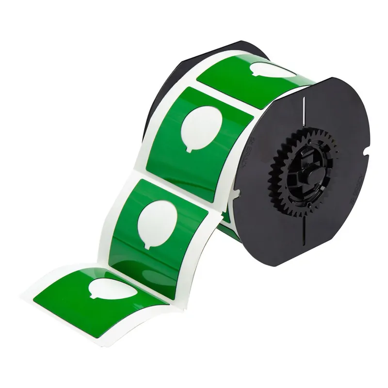 Brady Raised Profile Push Button Gloss Polyester Labels with Keyhole for B30 Printers & B30-R4400-WT Ribbons