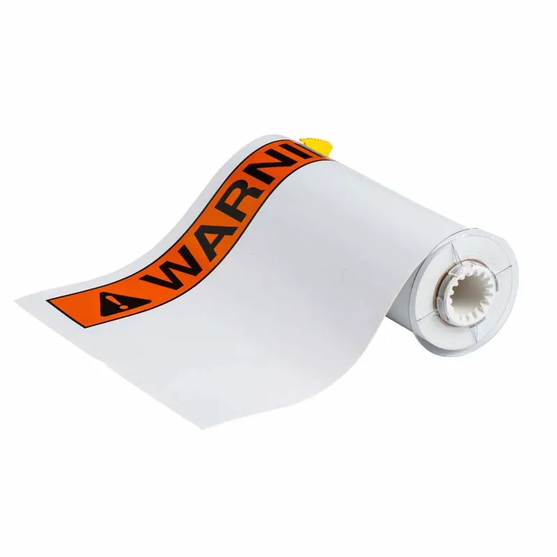 Brady General Purpose Gloss Vinyl Labels with ANSI "WARNING" Header for BBP85 Printers & R10000 Ribbons, 10" x 14" (Roll of 40)