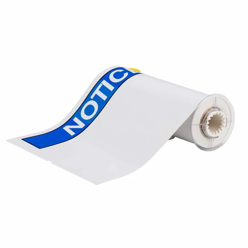 Brady General Purpose Gloss Vinyl Labels with ANSI "NOTICE" Header for BBP85 Printers & R10000 Ribbons, 10" x 14" (Roll of 40)