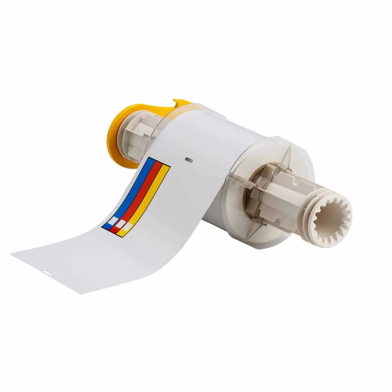 Brady All Weather Permanent Adhesive Gloss Vinyl Labels with Right-To-Know Color Bar Header for BBP85 Printers & R10000 Ribbons