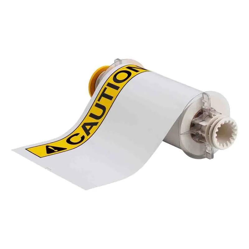 Brady All Weather Permanent Adhesive Gloss Vinyl Labels with ANSI "CAUTION" Header for BBP85 Printers & R10000 Ribbons, 7" x 10" (Roll of 60)