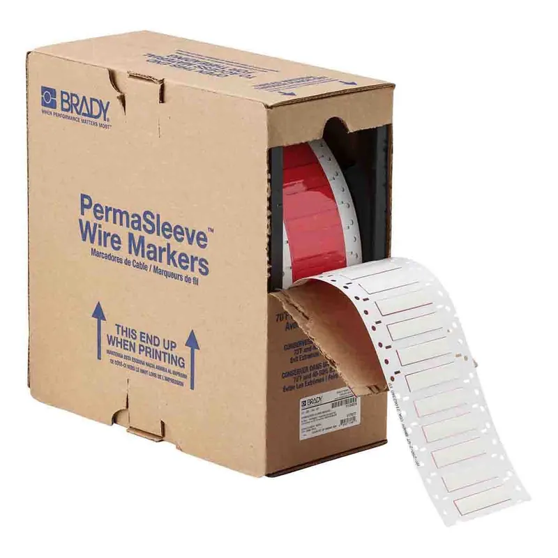 Brady PermaSleeve® Heatex Matte Polyolefin Heat Shrink Wire and Cable Labels for 3" Core Printers & 356126 Ribbons, 0.25" dia.