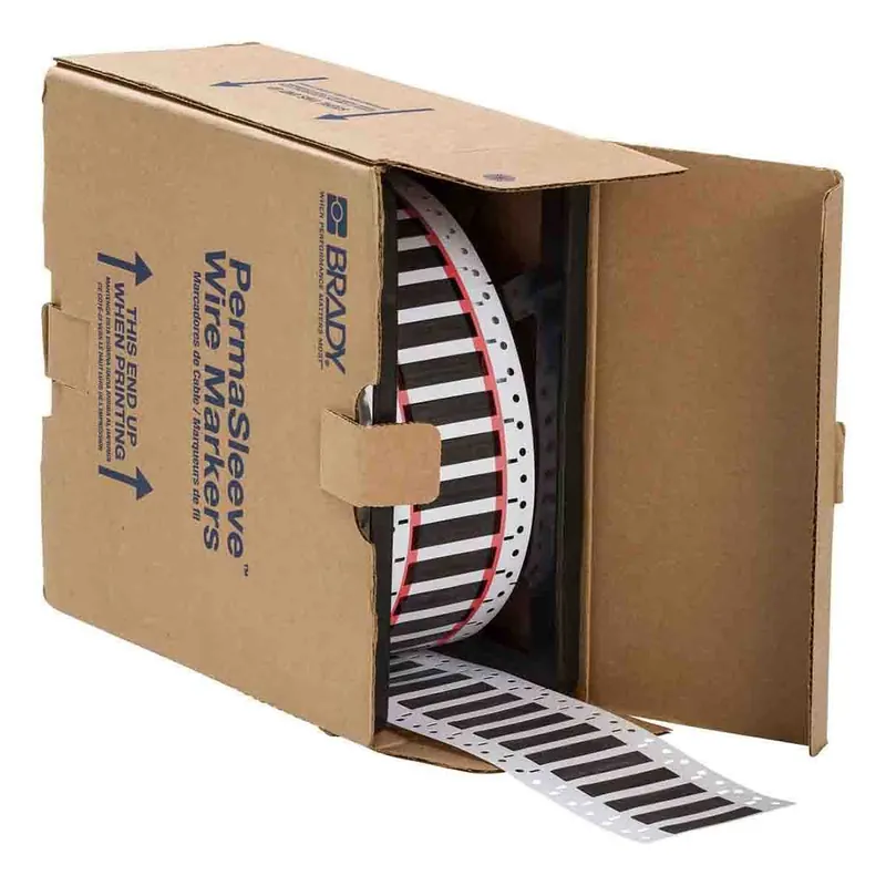 Brady PermaSleeve® Heatex Matte Polyolefin Heat Shrink Wire and Cable Labels for 3" Core Printers & R6707 Ribbons, Black, 0.25" dia.
