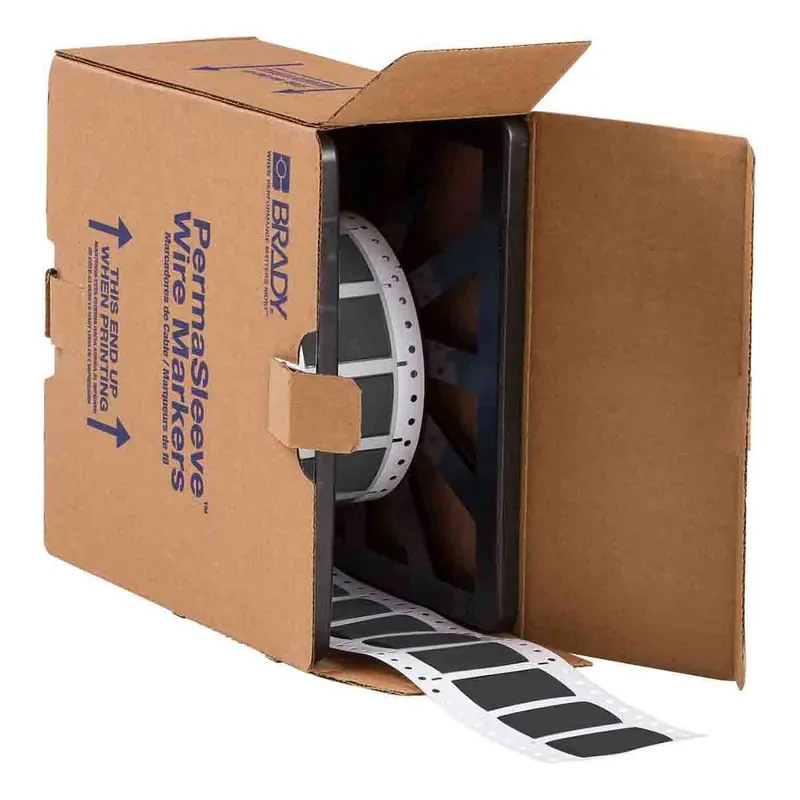 Brady PermaSleeve® Heatex Matte Polyolefin Heat Shrink Wire and Cable Labels for 3" Core Printers & R6702 Ribbons, Black, 0.75" dia.
