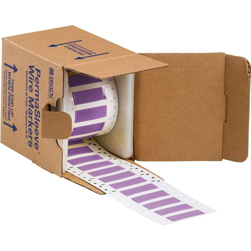 Brady PermaSleeve® Matte Polyolefin Heat Shrink Wire and Cable Labels for 3" Core Printers & R6602 Ribbons, Violet, 1" x 0.25" dia.