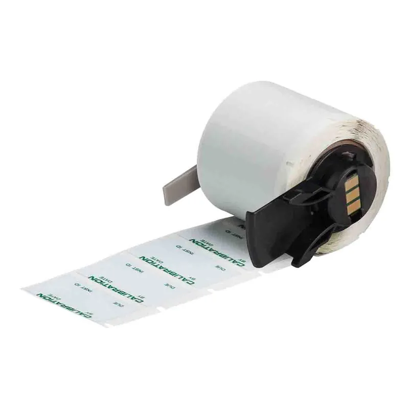Brady Metalized Solvent Resistant Matte Polyester Labels "CALIBRATION" Header for M6/M7 Printers & R4300/R4310 Ribbons, Green on Gray, 1.5" x 0.75" (Roll of 250)