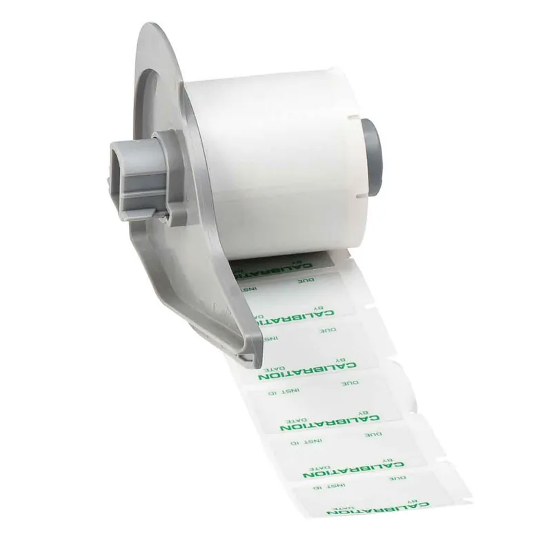Brady Metalized Solvent Resistant Matte Polyester Labels "CALIBRATION" Header for M7 Printers & R4300 Ribbons, Green on Gray, 0.75" x 1.5" (Roll of 250)