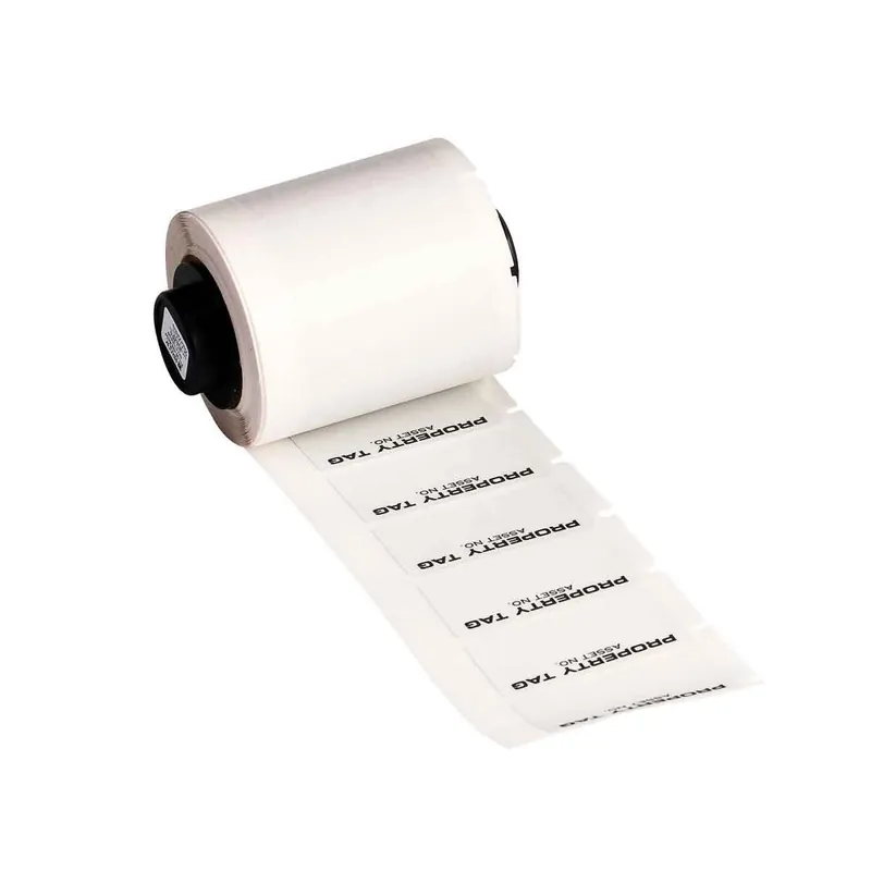 Brady Metalized Solvent Resistant Matte Polyester Labels "PROPERTY TAG" Header for M6/M7 Printers & R4300/R4310 Ribbons, Black on Light Gray, 0.75" x 1.625" (Roll of 250)