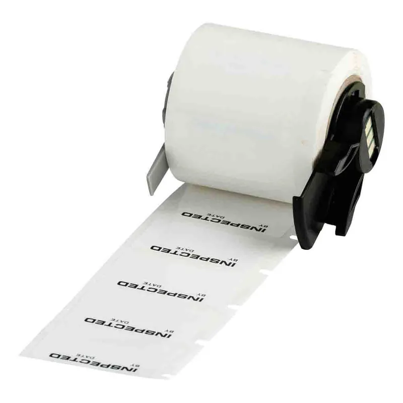 Brady Harsh Environment Multi-Purpose Gloss Polyester Labels "INSPECTED" Header for M6/M7 Printers & R6000/R6010, Black on White, 0.75" x 1.5" (Roll of 250)