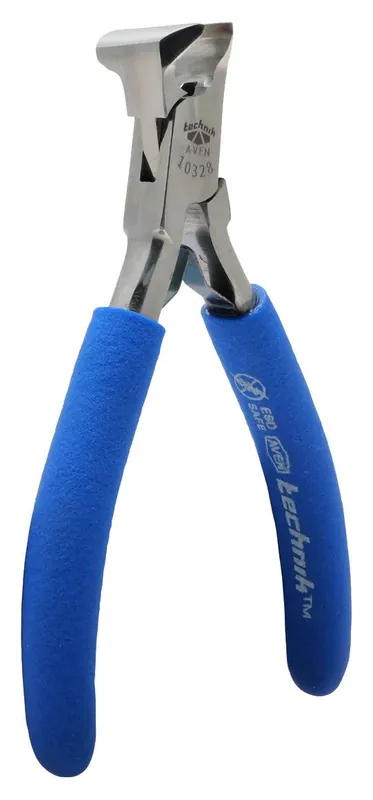 Aven Tools 10328 Technik ESD-Safe Oblique Head Semi-Flush Stainless Steel Cutter with Cushioned Grips, 4.5" OAL