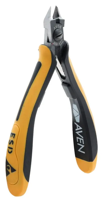 Aven Tools 10825S Accu-Cut ESD-Safe Tapered Head Semi-Flush Steel Cutter with Ergonomic Grips, 5.11" OAL