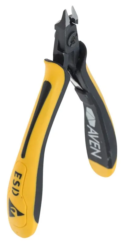 Aven Tools 10828F Accu-Cut ESD-Safe Mini Tapered & Relieved Head Flush Steel Cutter with Ergonomic Grips, 5.11" OAL
