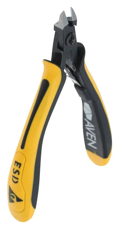 Aven Tools 10828S Accu-Cut ESD-Safe Mini Tapered & Relieved Head Semi-Flush Steel Cutter with Ergonomic Grips, 5.11" OAL