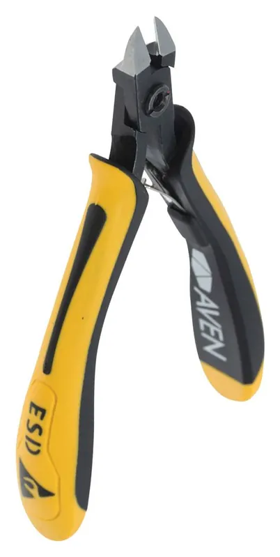 Aven Tools 10821S Accu-Cut ESD-Safe Oval Head Semi-Flush Steel Cutter with Ergonomic Grips, 5.11" OAL