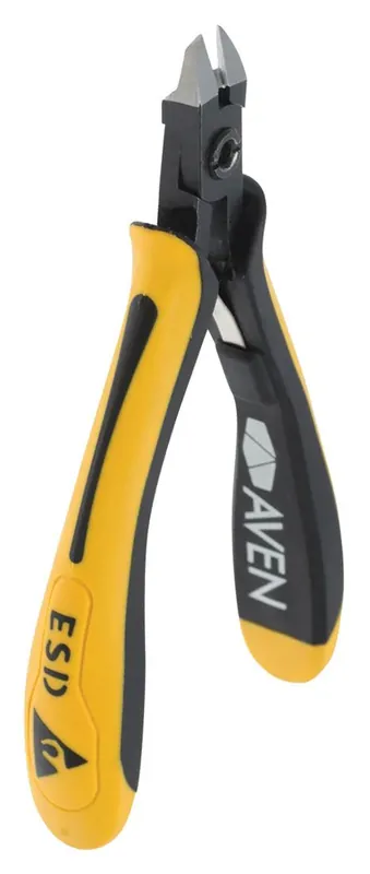 Aven Tools 10822S Accu-Cut ESD-Safe Oval & Relieved Head Semi-Flush Steel Cutter with Ergonomic Grips, 5.11" OAL