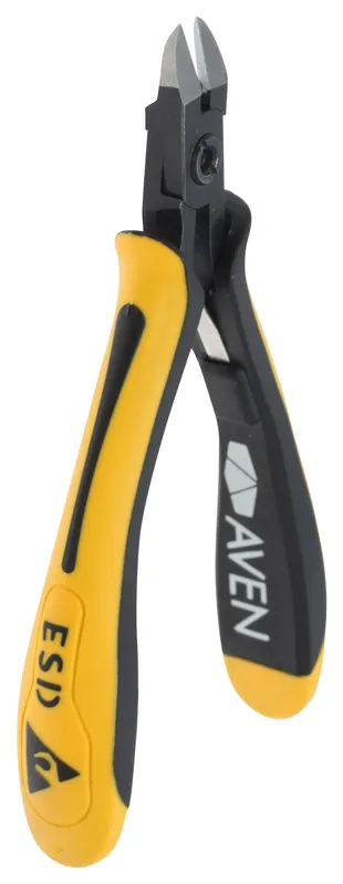 Aven Tools 10823F Accu-Cut ESD-Safe Large Oval Head Flush Steel Cutter with Ergonomic Grips, 5.11" OAL