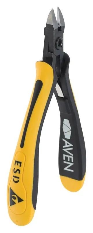 Aven Tools 10823S Accu-Cut ESD-Safe Large Oval Head Semi-Flush Steel Cutter with Ergonomic Grips, 5.11" OAL
