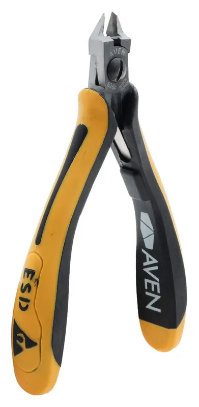 Aven Tools 10826S Accu-Cut ESD-Safe Tapered & Relieved Head Semi-Flush Steel Cutter with Ergonomic Grips, 5.11" OAL