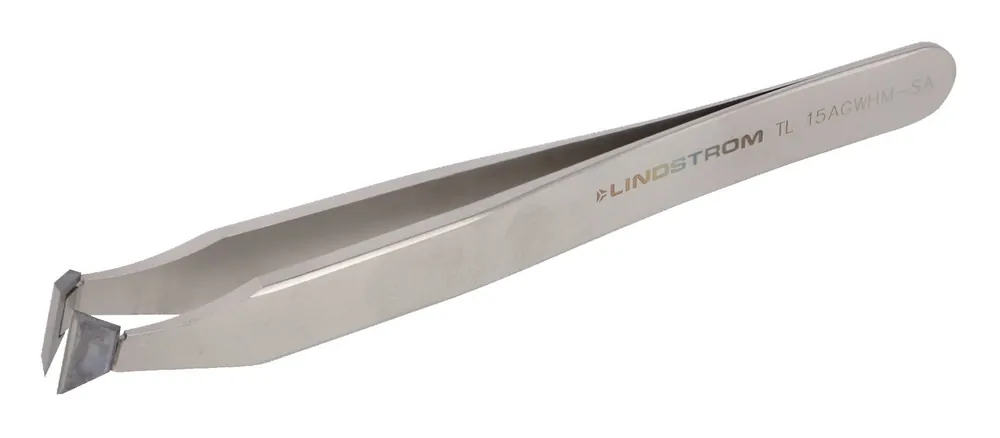 Lindstrom 15AGWHM-SA Stainless Steel Cutting Tweezer with Tungsten Carbide Inserts & Predominantly Angled Blades, 4.53" OAL