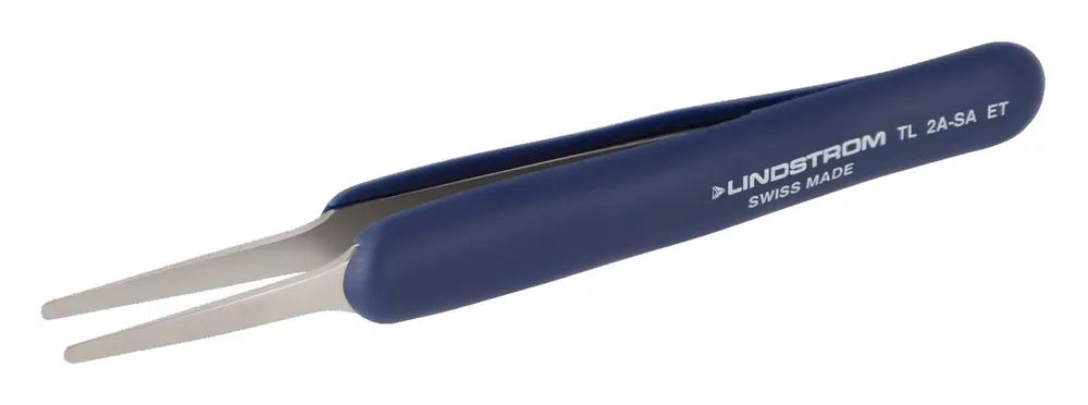 Lindstrom 2A-SA-ET ESD-Safe Stainless Steel Tweezer with Ergonomic Handle & Round, Very Fine Tips, 4.84" OAL