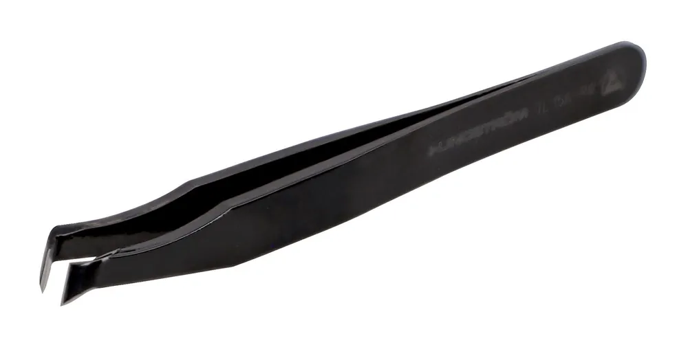 Lindstrom 15A-RW ESD-Safe Epoxy Coated Carbon Steel Cutting Tweezers with Predominantly Angled Blades, 4.53" OAL