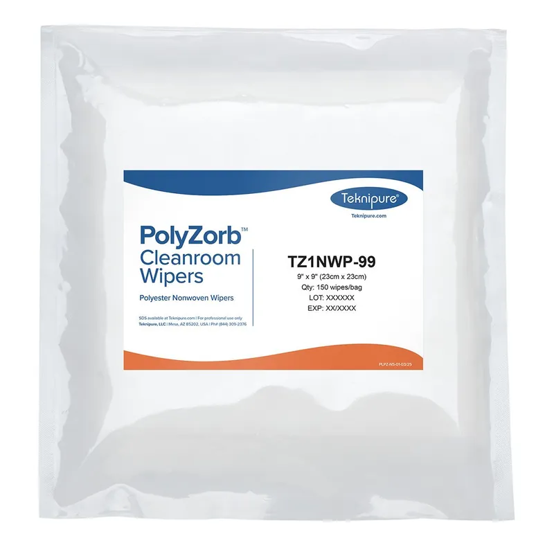 Teknipure TZ1NWP-99 PolyZorb™ Polyester Nonwoven Cleanroom Wipes, 9" x 9" (Case of 1,500)