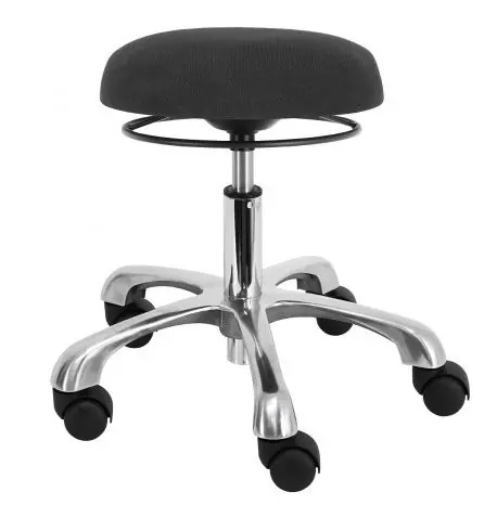 Lissner Stool with Polished Aluminum Base, Fabric
