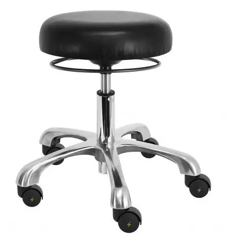 Lissner ESD Stool with Polished Aluminum Base, Vinyl