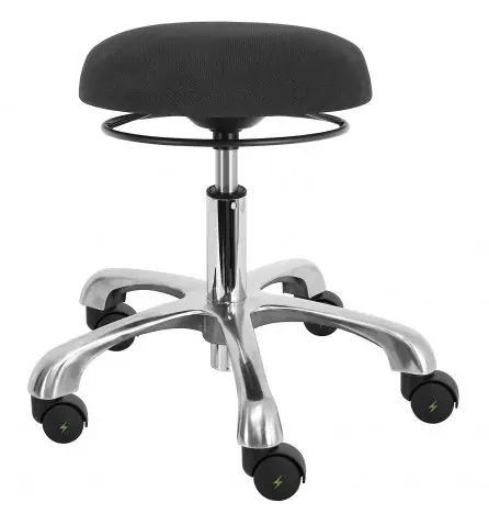 Lissner ESD Stool with Polished Aluminum Base, Fabric