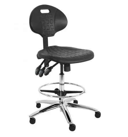 Lissner Bench Height Cleanroom ESD Chair with Chrome Base, Urethane