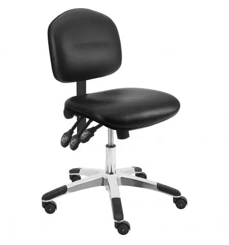 Lissner Lincoln Series Desk Height Cleanroom ESD Chair with Painted Bar & Aluminum Base, Vinyl