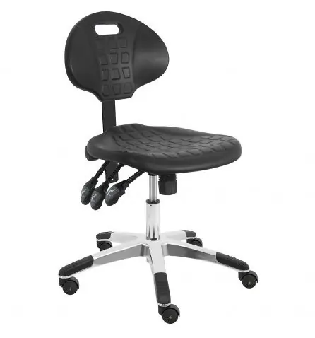 Lissner Desk Height Cleanroom ESD Chair with Painted Bar & Aluminum Base, Urethane