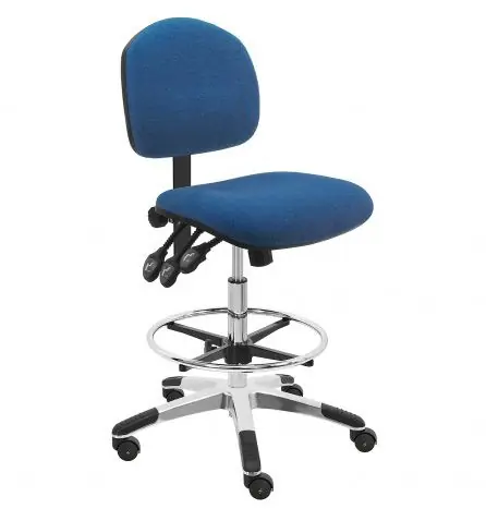 Lissner Lincoln Series Bench Height ESD Chair with Painted Bar & Aluminum Base, Fabric