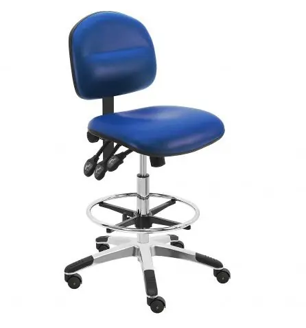 Lissner Lincoln Series Bench Height ESD Chair with Painted Bar & Aluminum Base, Vinyl