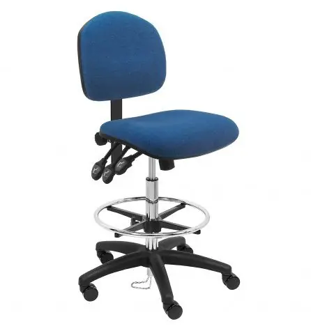 Lissner Lincoln Series Bench Height ESD Chair with Painted Bar & Nylon Base, Fabric