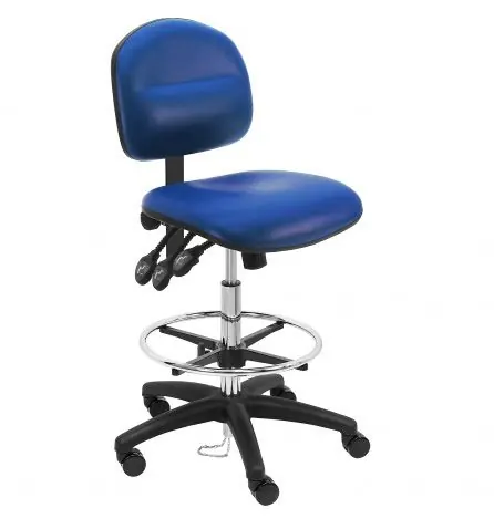 Lissner Lincoln Series Bench Height ESD Chair with Painted Bar & Nylon Base, Vinyl