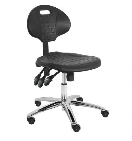 Lissner Desk Height Cleanroom ESD Chair with Painted Bar & Chrome Base, Urethane