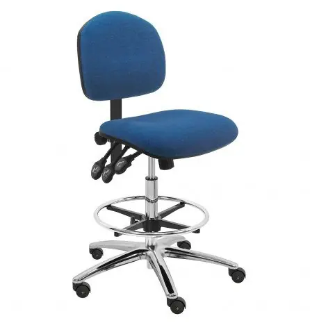 Lissner Lincoln Series Bench Height ESD Chair with Painted Bar & Chrome Base, Fabric