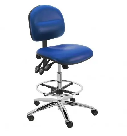 Lissner Lincoln Series Bench Height ESD Chair with Painted Bar & Chrome Base, Vinyl
