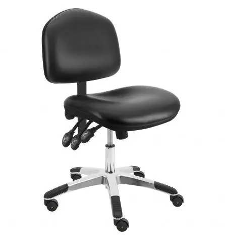 Lissner Washington Series Desk Height Cleanroom ESD Chair with Painted Bar & Aluminum Base, Vinyl