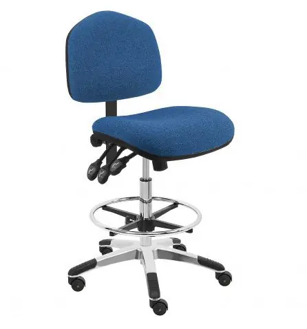 Lissner Washington Series Bench Height ESD Chair with Painted Bar & Aluminum Base, Fabric
