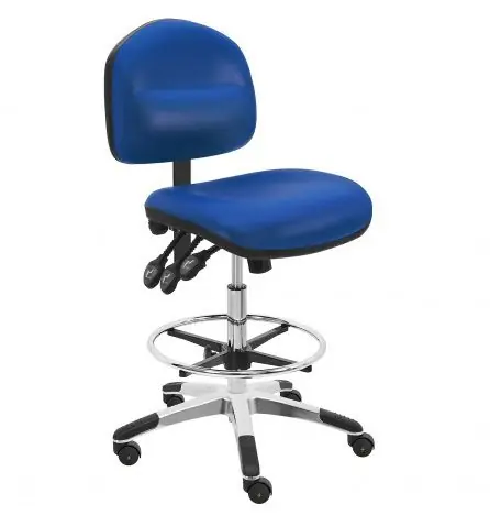 Lissner Washington Series Bench Height ESD Chair with Painted Bar & Aluminum Base, Vinyl