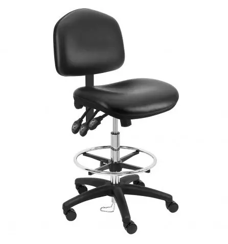 Lissner Washington Series Bench Height Cleanroom ESD Chair with Painted Bar & Nylon Base, Vinyl