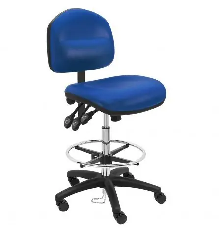 Lissner Washington Series Bench Height ESD Chair with Painted Bar & Nylon Base, Vinyl
