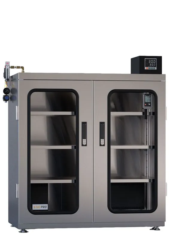 StatPro CPDC-3-2D-NS-SS 2-Door Automatic ≤5% RH Stainless Steel Desiccator Cabinet with Nitrogen Purge, 13.25 cu. ft.