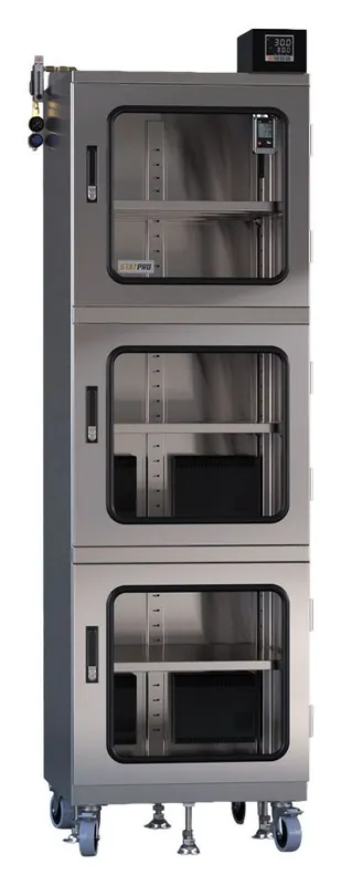 StatPro CPDC-3-3D-NS-SS 3-Door Automatic ≤5% RH Stainless Steel Desiccator Cabinet with Nitrogen Purge, 23.5 cu. ft.